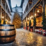 Firefly Fotografía realista de un almacén de barricas de whisky en España en un ambiente navideño 29